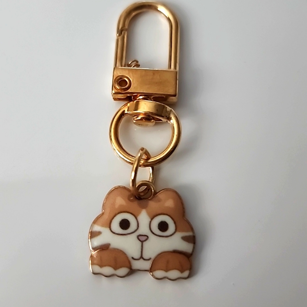 CAT  ZIPPER Pull purse charm Or Charm bracelet Lobster claw clip closure